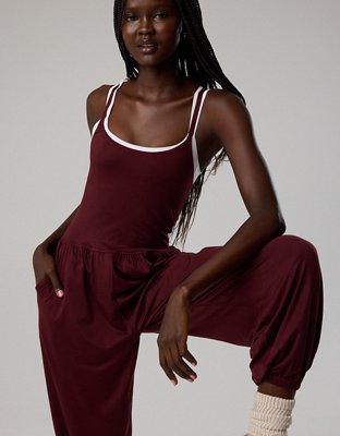 OFFLINE By Aerie The Hugger Go With The Flow Jogger Jumpsuit - Royal Berry