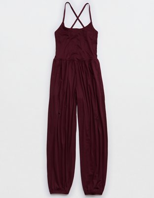 OFFLINE By Aerie The Hugger Go With The Flow Jogger Jumpsuit - Royal Berry