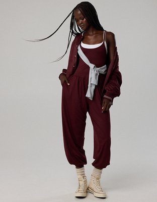 OFFLINE By Aerie The Hugger Go With The Flow Jogger Jumpsuit - Royal Berry