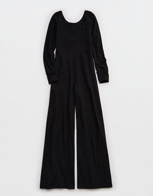 OFFLINE By Aerie OG Cotton Wide Leg Jumpsuit - Washed Black