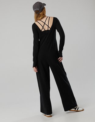 OFFLINE By Aerie OG Cotton Wide Leg Jumpsuit - Washed Black