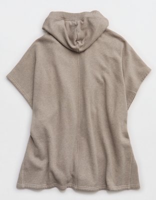 Aerie Hooded Fleece Cape - Taupe