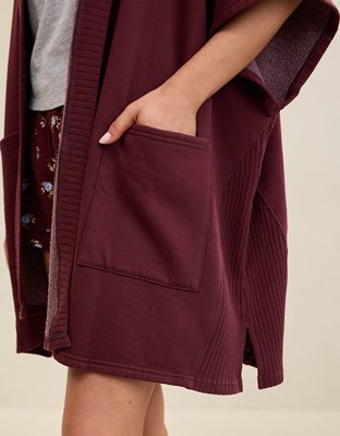 Aerie Hooded Fleece Cape - Royal Berry