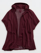 Aerie Hooded Fleece Cape - Royal Berry