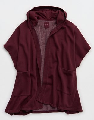Aerie Hooded Fleece Cape - Royal Berry