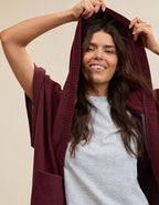Aerie Hooded Fleece Cape - Royal Berry
