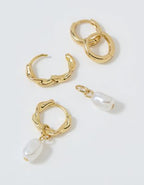 Aerie Twist Pearl Hoop Earrings 2-Pack - Gold