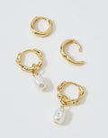 Aerie Twist Pearl Hoop Earrings 2-Pack - Gold