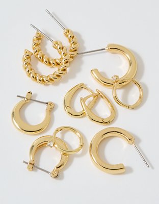 Aerie Basic Hoop Earrings 5-Pack - Gold