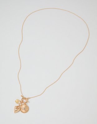 Aerie Long Charm Pendant Necklace - Gold