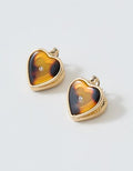Aerie Resin Heart Huggie Earrings - Torte