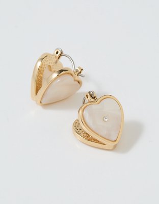 Aerie Resin Heart Huggie Earrings - Multi