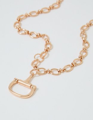 Aerie Long Horsebit Necklace - Gold