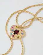 Aerie Rhinestone Heart Necklace - Gold