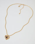 Aerie Rhinestone Heart Necklace - Gold