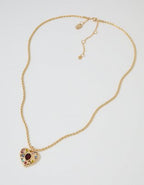 Aerie Rhinestone Heart Necklace - Gold