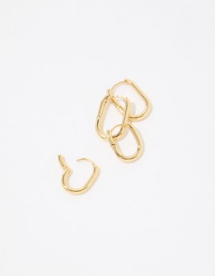 Aerie Chunky Paperclip Hoop Earring Pack - Gold