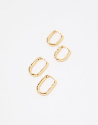 Aerie Chunky Paperclip Hoop Earring Pack - Gold