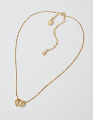 Aerie Mixed Metal Circle Necklace - Gold