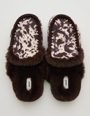 Aerie Contrast Stitch Slippers - Deep Earth