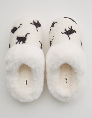 Aerie Embroidered Slippers - Black
