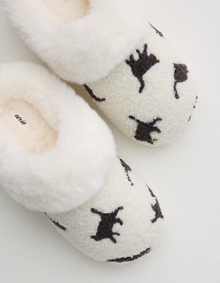 Aerie Embroidered Slippers - Black