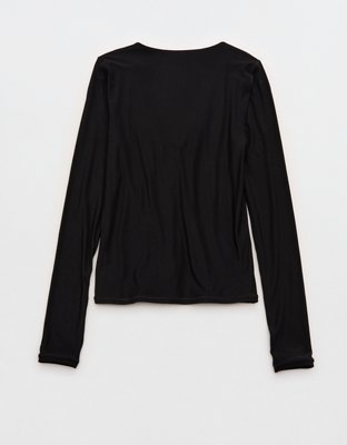 SMOOTHEZ Long Sleeve Ruched Top - True Black