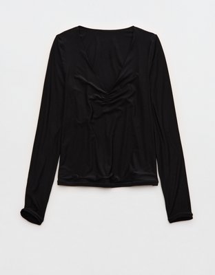 SMOOTHEZ Long Sleeve Ruched Top - True Black