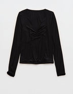 SMOOTHEZ Long Sleeve Ruched Top - True Black