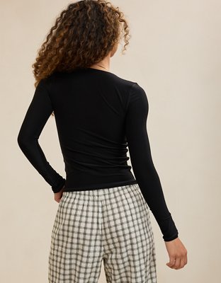 SMOOTHEZ Long Sleeve Ruched Top - True Black