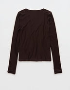 SMOOTHEZ Long Sleeve Ruched Top - Deep Earth