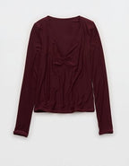SMOOTHEZ Long Sleeve Ruched Top - Royal Berry