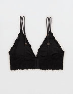Show Off Rosey Lace Padded Plunge Bralette - True Black