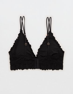 Show Off Rosey Lace Padded Plunge Bralette - True Black
