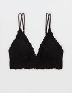 Show Off Rosey Lace Padded Plunge Bralette - True Black