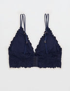 Show Off Rosey Lace Padded Plunge Bralette - Navy