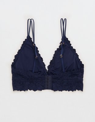 Show Off Rosey Lace Padded Plunge Bralette - Navy