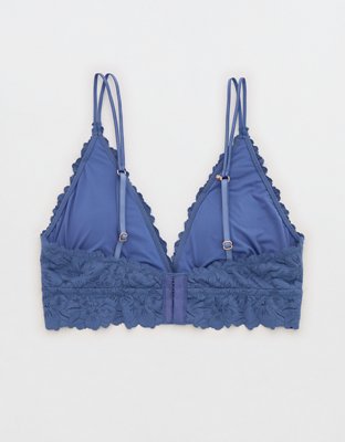 Show Off Rosey Lace Padded Plunge Bralette - Marbled Blue
