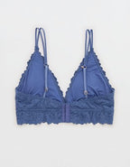 Show Off Rosey Lace Padded Plunge Bralette - Marbled Blue
