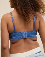 Show Off Rosey Lace Padded Plunge Bralette - Marbled Blue