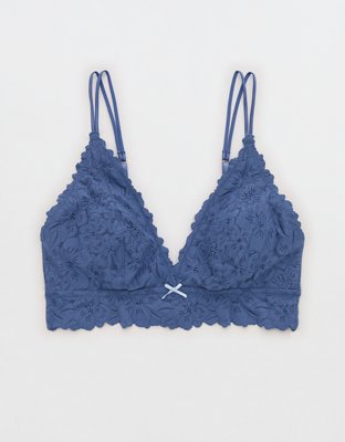 Show Off Rosey Lace Padded Plunge Bralette - Marbled Blue