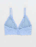Show Off Rosey Lace Padded Plunge Bralette - Cloudy Blue