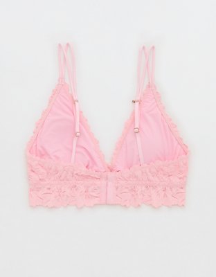 Show Off Rosey Lace Padded Plunge Bralette - Club Pink