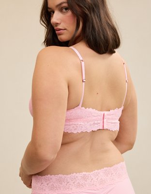 Show Off Rosey Lace Padded Plunge Bralette - Club Pink