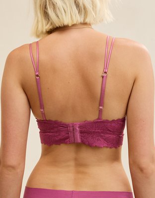 Show Off Rosey Lace Padded Plunge Bralette - Autumn Jam