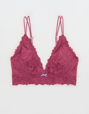Show Off Rosey Lace Padded Plunge Bralette - Autumn Jam