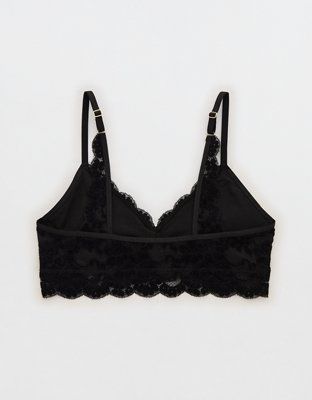 Show Off Chenille Lace Push Up Bralette - True Black