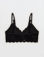 Show Off Chenille Lace Push Up Bralette - True Black