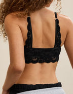 Show Off Chenille Lace Push Up Bralette - True Black