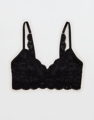 Show Off Chenille Lace Push Up Bralette - True Black
